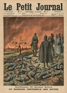 Wilhelm II před Arrasem, barbar zvažující svou práci, ilustrace přední obálky z 